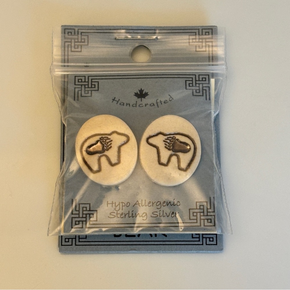 Stoneware Clay Handmade Bear Post Earrings SS